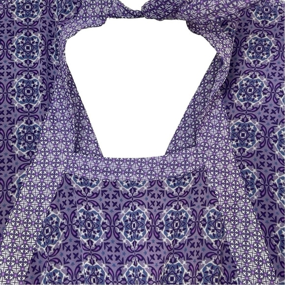 Lane Bryant Boho Semi Sheer V-Neck Purple Print Slit Maxi Dress Tie Back 26/28 - Picture 7 of 14